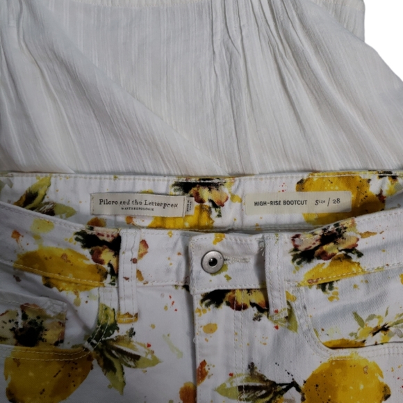 Pilcro and Letterpress for Anthropologie Highrise Lemon Novelty Cropped Jeans 28 - Picture 8 of 14